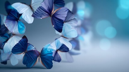 Decorative Border with Overlapping Butterfly Wings in Soft Blue Tones