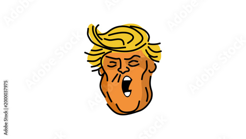US president caricature, flat vector illustration