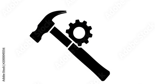Hammer and Gear Icon Representing Industry and Construction.