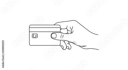 Hand holding a credit card for payment or transaction.