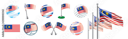 Photography A set of vector Malaysian flags of different designs