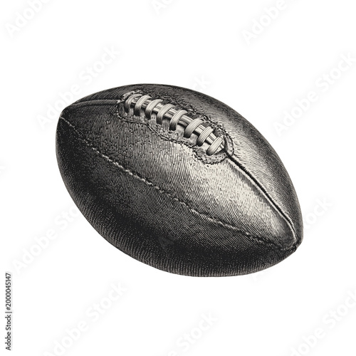 Black and White Ink Drawing of American Football - Athletic Sport Illustration Isolated on Transparent Background (PNG)