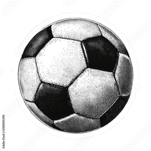 Halftone Soccer Ball Sticker - Black and White Football Illustration Isolated on Transparent Background (PNG)
