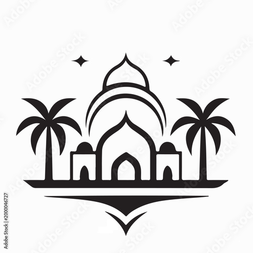 Minimal Mosque Logo Design Vector Icon Isolated On White Background