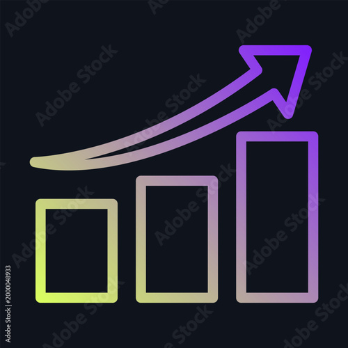 Фотография A gradient bar chart with an upwardsloping arrow