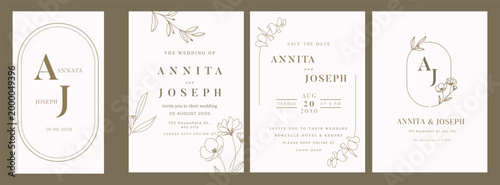 White Luxury Wedding Invitation set,  invite thank you, rsvp modern card Design in leaf greenery branches  decorative Vector elegant rustic plus social media template 