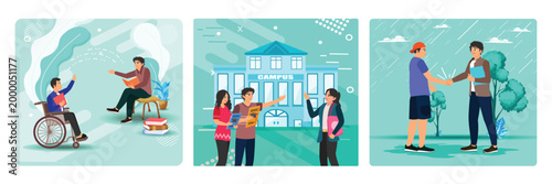 Professional school counselors. Campus visit. Recruiters concept.