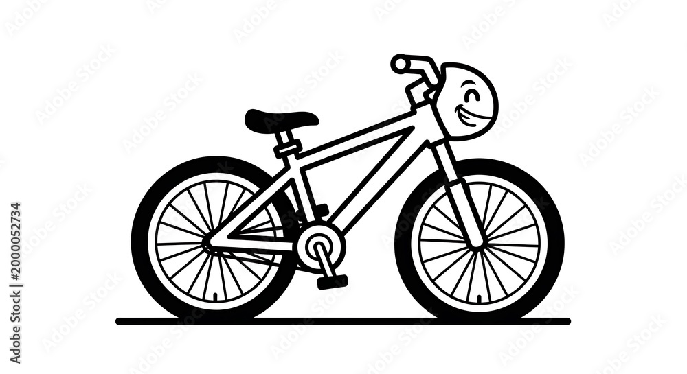 Fototapeta premium Black and white bicycle illustration.