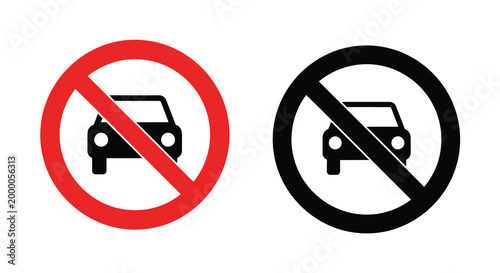 Photos No car symbol in red and black prohibition sign silhouette