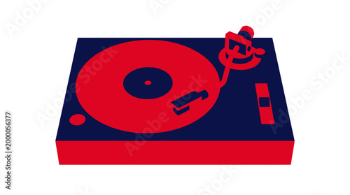 A graphic illustration of a record player on a white background