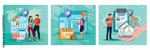 Emergency support fund. Paid leave for quarantined workers. Mortgage relief program concept.