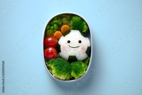 Kawaii Food Art Character Bento with Soccer Theme, Kids Lunch Box