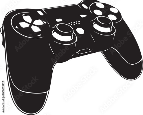 Black game controller gamepad white background gaming