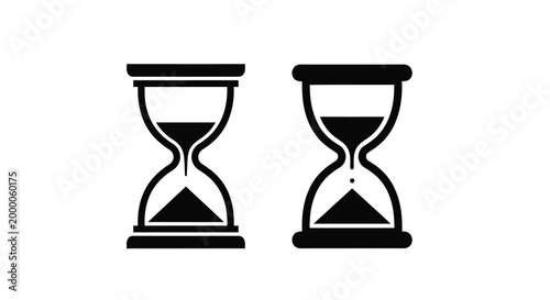 Two hourglasses with sand black silhouette high quality