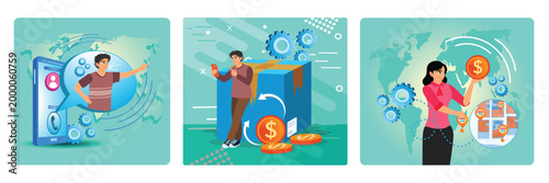 Customer service concept. Returns and refunds. Franchising.