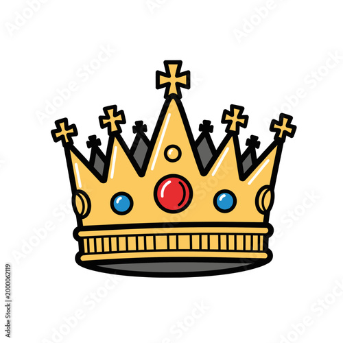 Golden Crown Illustration with Jewels - Royalty Symbol