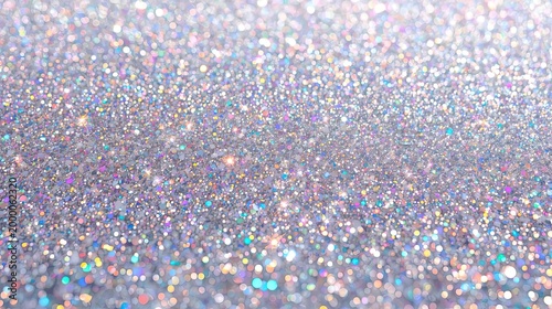 Colorful Silver Glitter Bokeh Background with Sparkling Confetti Texture