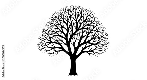 Minimalist bare tree silhouette vector icon for graphic design projects, suitable for integration into diverse icon sheets, offering a clean element for vector icon sheets and general vector sheets