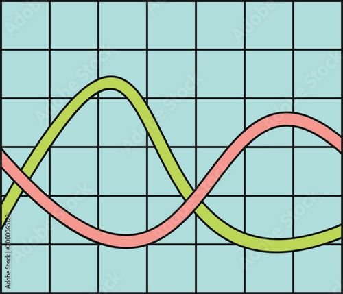 Wavy, curving lines illustrating data points and business trends on a grid chart