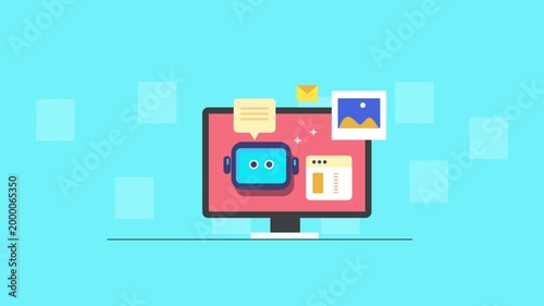 Digital marketing automation workflow, conversational chatbot for customer handing, automatic content creation, scalable campaign and business growth objective.