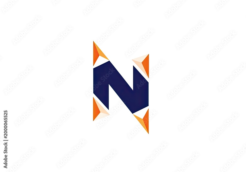 Fototapeta premium Abstract geometric letter N logo icon on white background