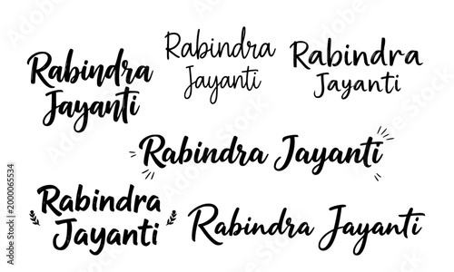 Rabindra Jayanti Handwritten Calligraphy and Brush Lettering Typography Collection in Multiple Stylish Scripts for Bengali Cultural Festival Celebration Design and Decoration
