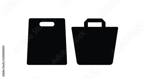 Shopping bags silhouette black paper carrier bags isolated on white background