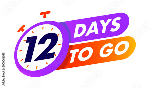 Countdown 12 days to go clock badge for sale, social media post, promotion, promo offer