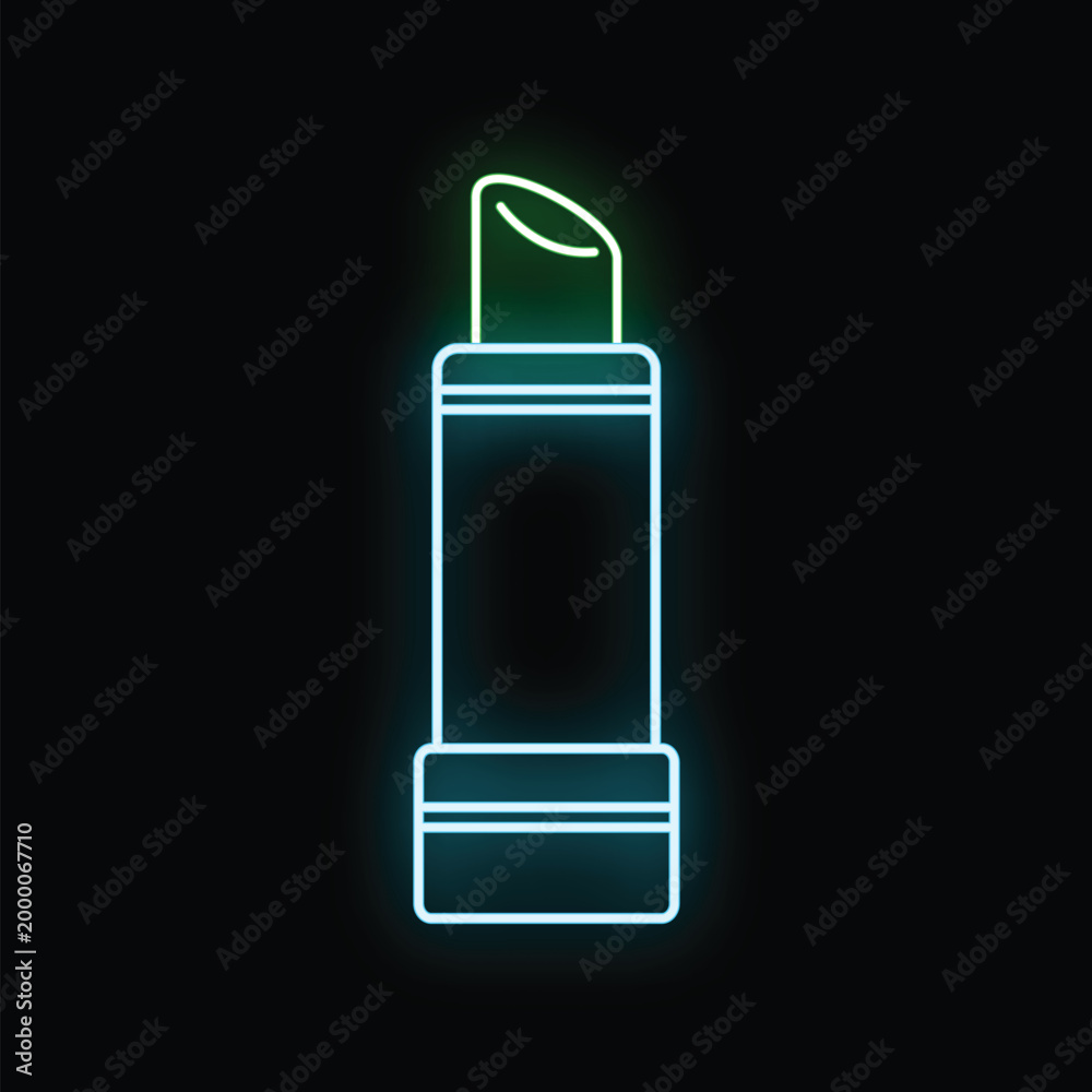 Obraz premium Lipstick product creating a glowing neon line art effect on a black background