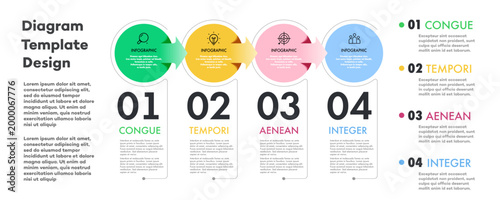 Circle chart infographic template 4 parts for start up project, timeline, business strategy, presentation, theory basic operation, analysis. Venn diagram vector