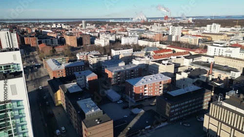 Oulu, Finland – 04 17 2026: urban cityscape aerial view