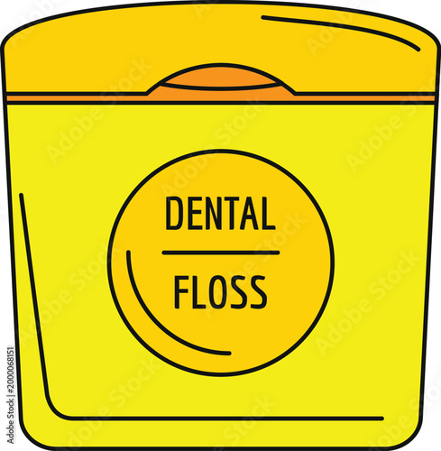 Yellow dental floss container highlighting daily oral hygiene and dental health