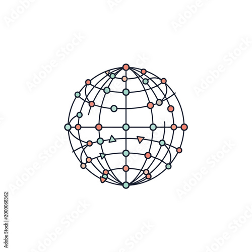 Network connections and data visualization.