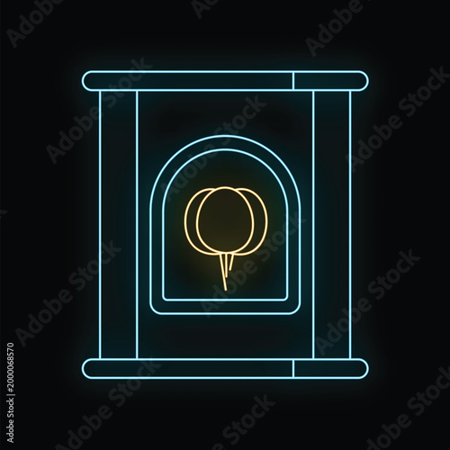 Canned pumpkin showing food preservation process with glowing neon outline
