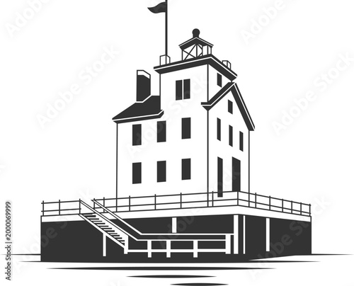 the Lorain Lighthouse in Ohio vector illustration