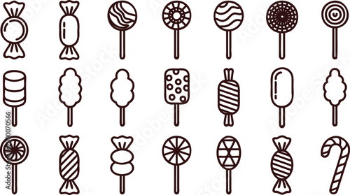 Various sweet treats and candies on white background
