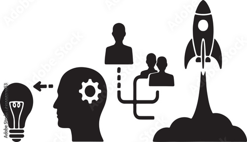 Abstract concept of innovation and teamwork leading to success