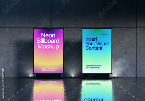 Neon Light Billboard Mockup