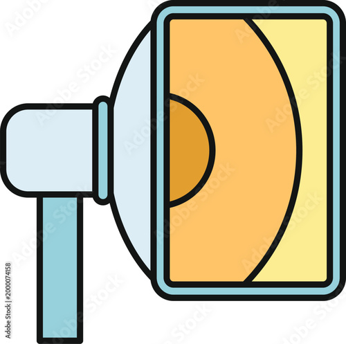 Studio strobe light with attached softbox providing even illumination for production
