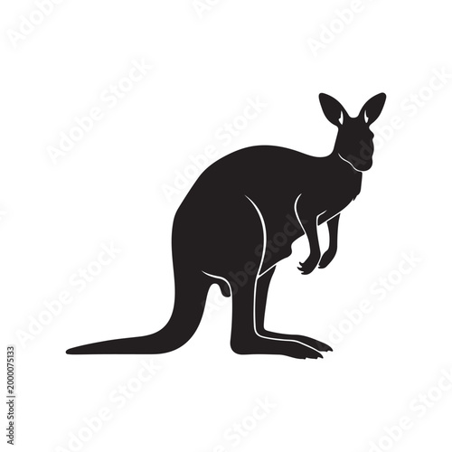 Kangaroo silhouette, kangaroo icon vector illustration in white background.
