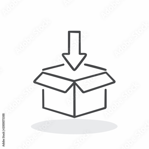 Download box line icon, vector outline sign, linear style pictogram isolated on white. Symbol, logo illustration.