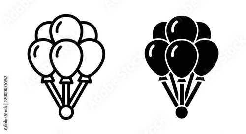Set of balloon icons, outline and solid style, vector illustration of party balloons isolated