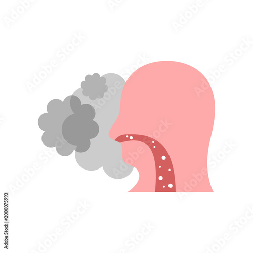 Human breathe PM2.5 dust particles air pollution icon flat vector design
