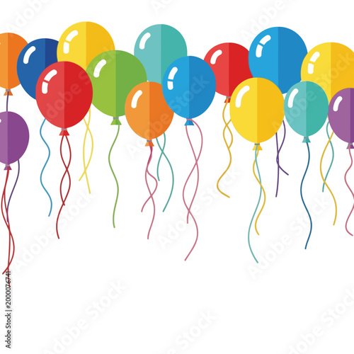 Colorful Balloons Floating Upward, Party Celebration, Festive Decoration