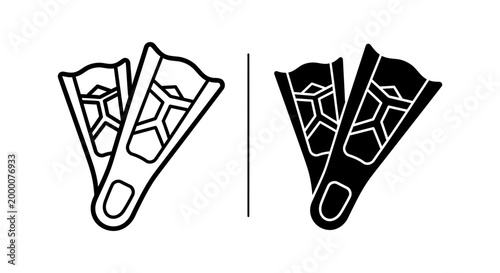 Set of swim fins icons, diving flippers for snorkeling, vector illustration