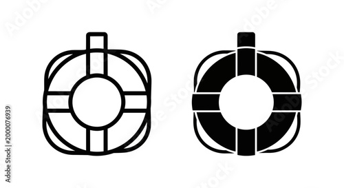 Lifebuoy icon set, vector illustration of a life ring, nautical safety equipment for water rescue