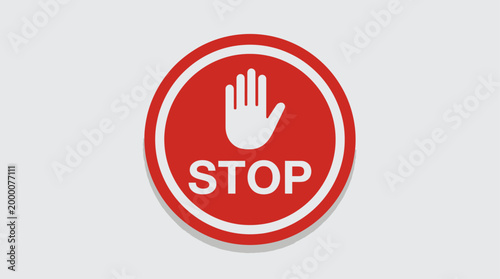 Red STOP sign isolated. Vector Stop hand sign