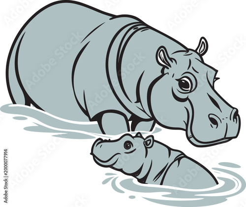 hippopotamus vector illustration art.