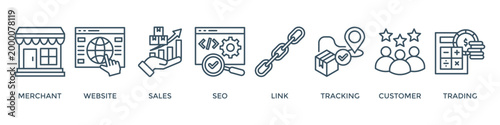 Affiliate marketing banner web icon vector illustration concept with icon of merchant, website, sales, seo, link, tracking, customer and trading
