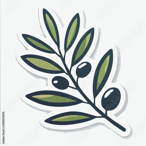 Stylized Olive Branch with Olives